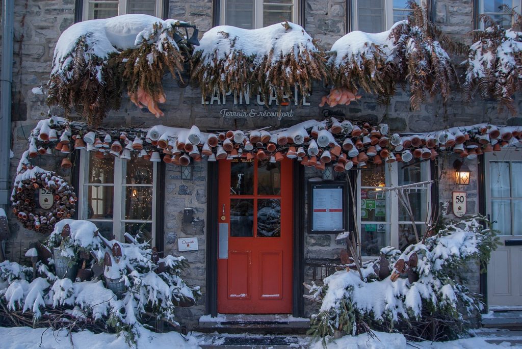 Quebec City in Winter- Rue du Petit Champlain restaurant
