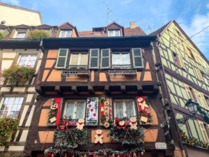 Gingerbread decorated house in Colmar, France