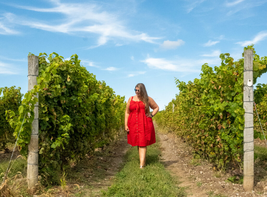 Hannah Logan in a vineyard in Prince Edward County 
