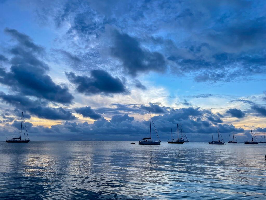sunset from Huahine Yacht Club