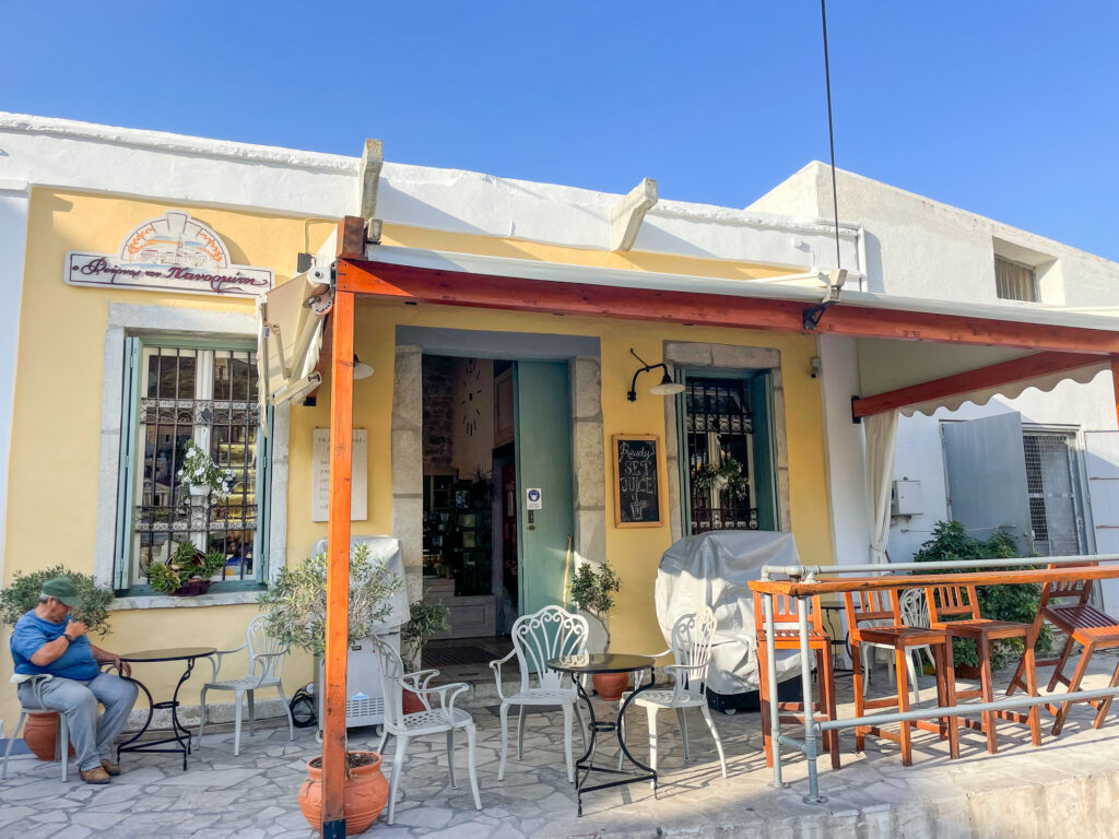 pale yellow coloured bakery in Symi